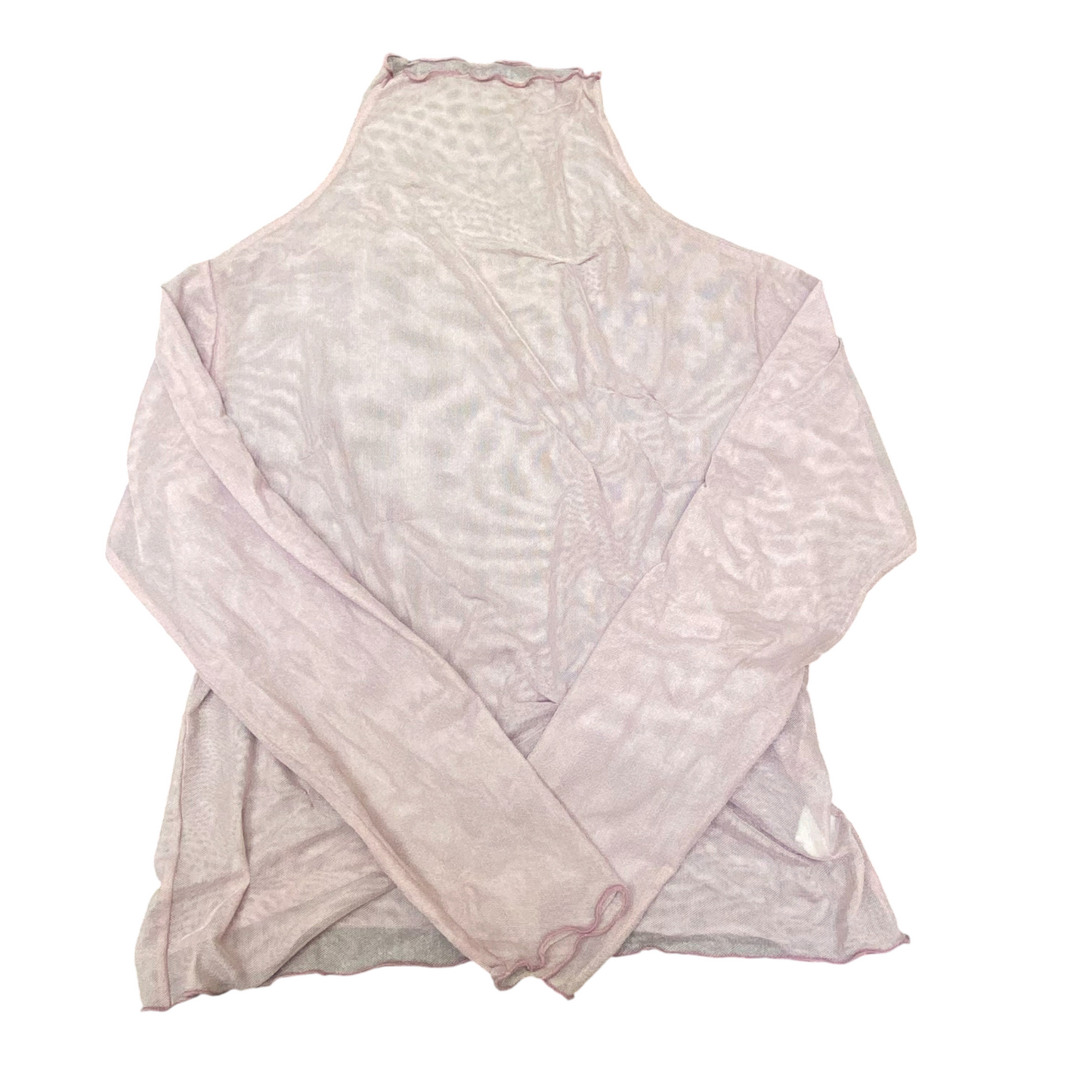 Blouse Top Womens S Pink Mesh Casual Long Sleeve Turtle Neck Pullover Outdoor