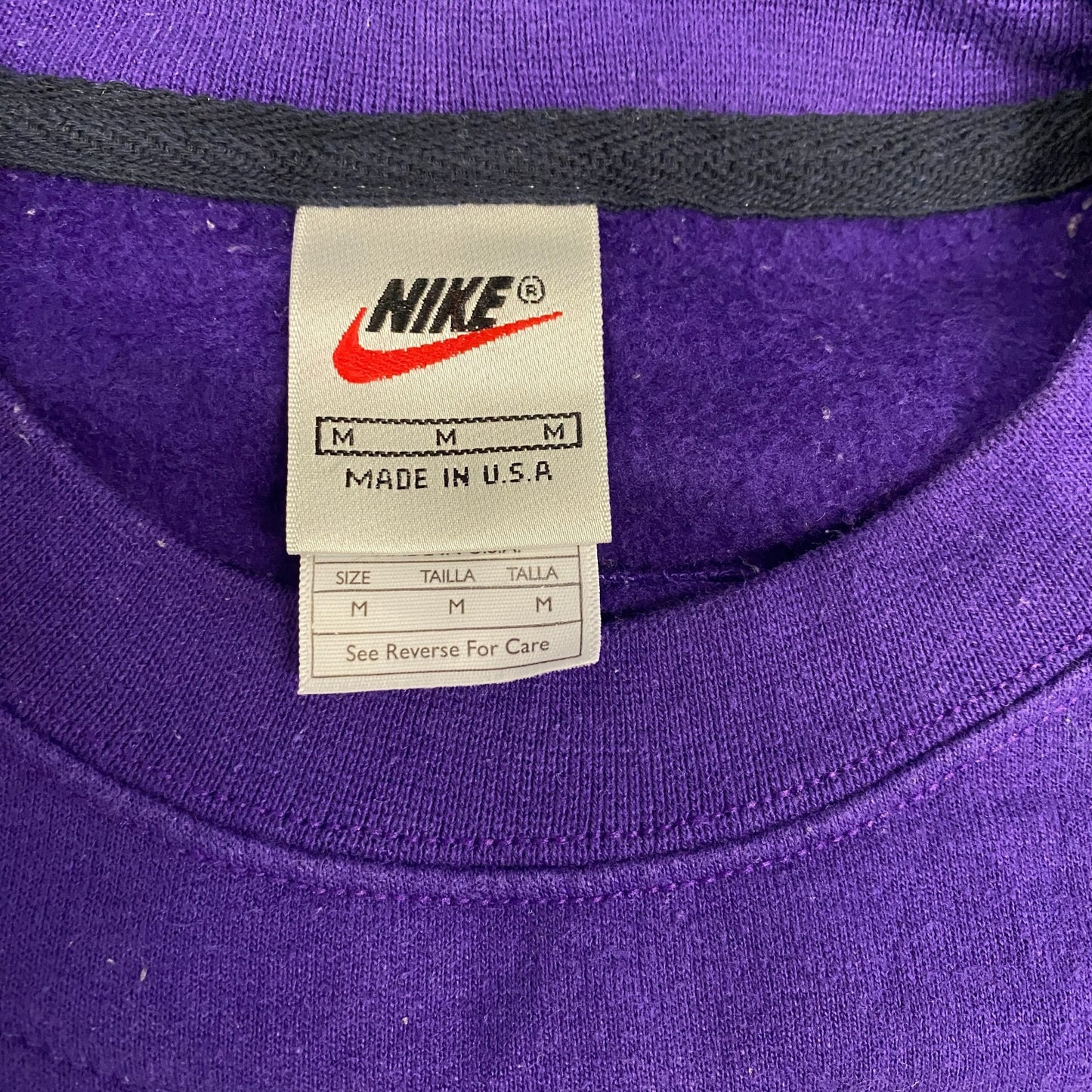 Nike Reworked Sweatshirt Men M Grey Purple Embroidered Spellout Logo Vintage Y2K