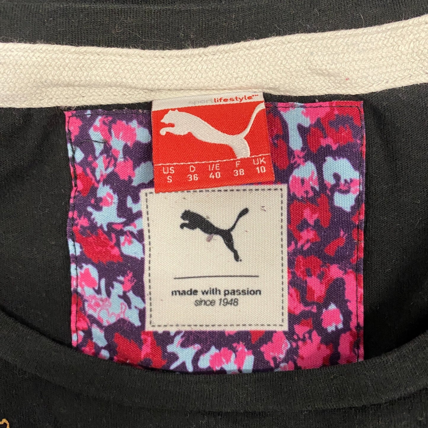 PUMA T-Shirt Girls S Black Leopard Graphic Short Sleeve Crew Neck Pullover Tee