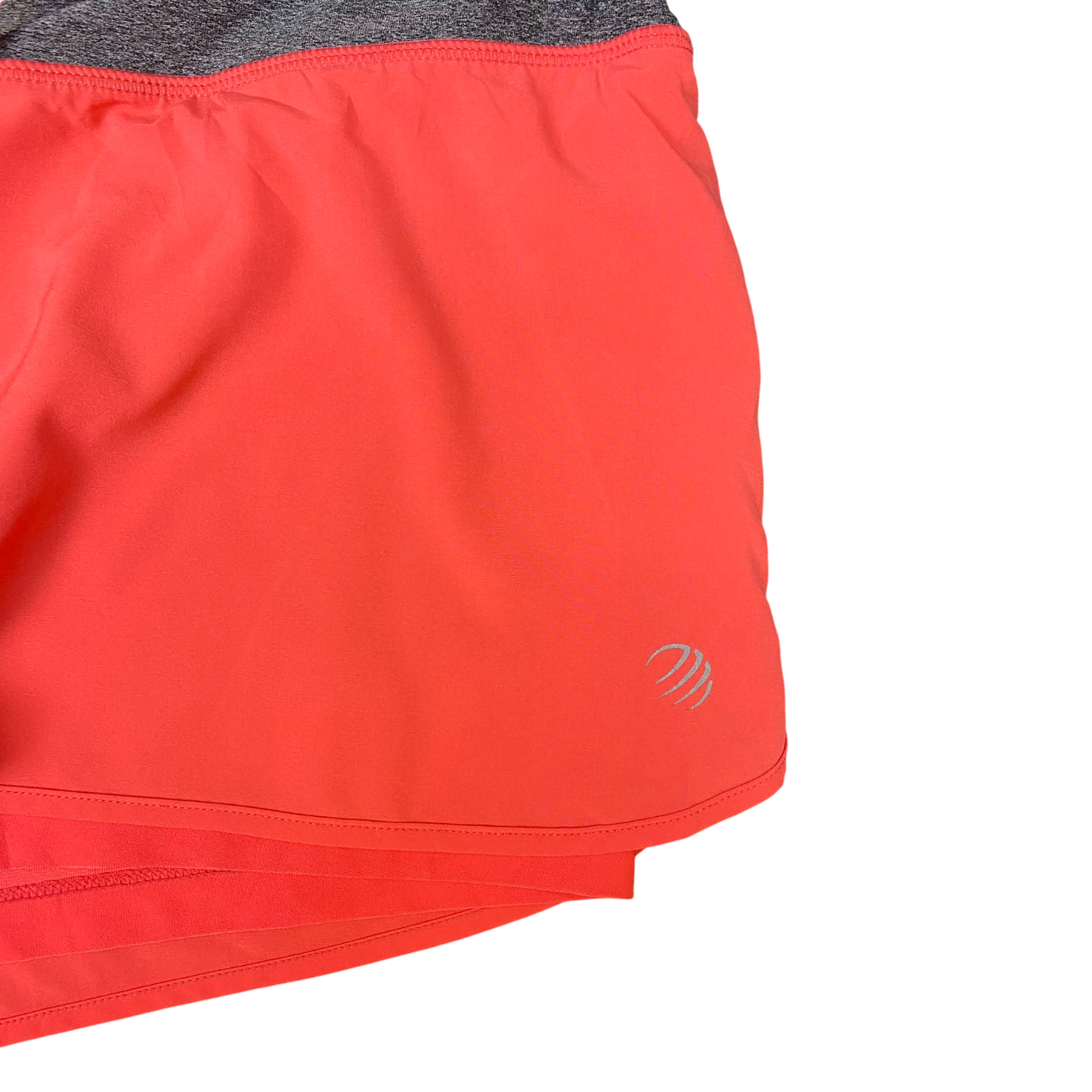 Time Trial Run Shorts Womens L Coral Grey Athletic Breathable Drawstring Waist