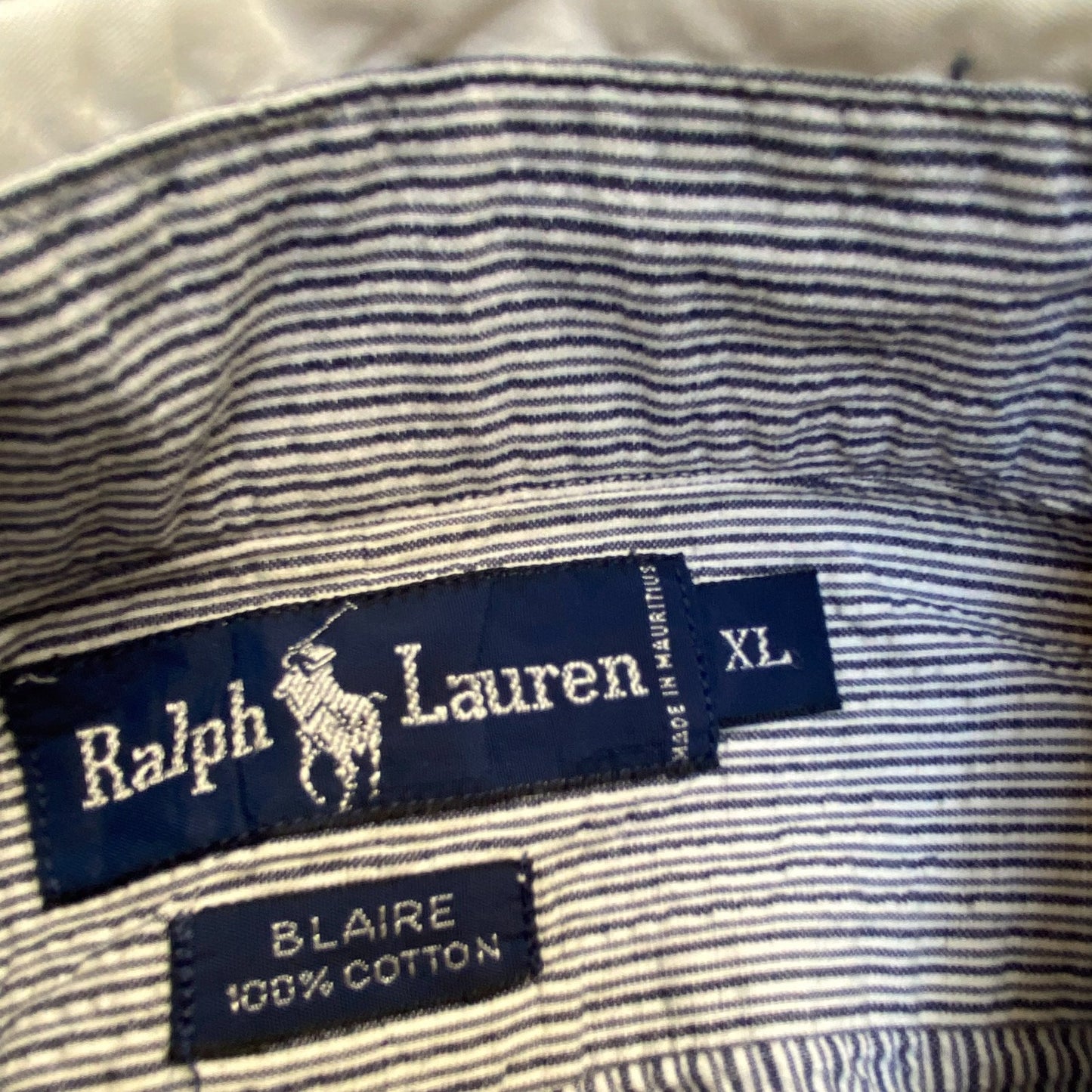 Ralph Lauren Blaire Shirt Mens XL Navy White Striped Button Down Black Pony Logo