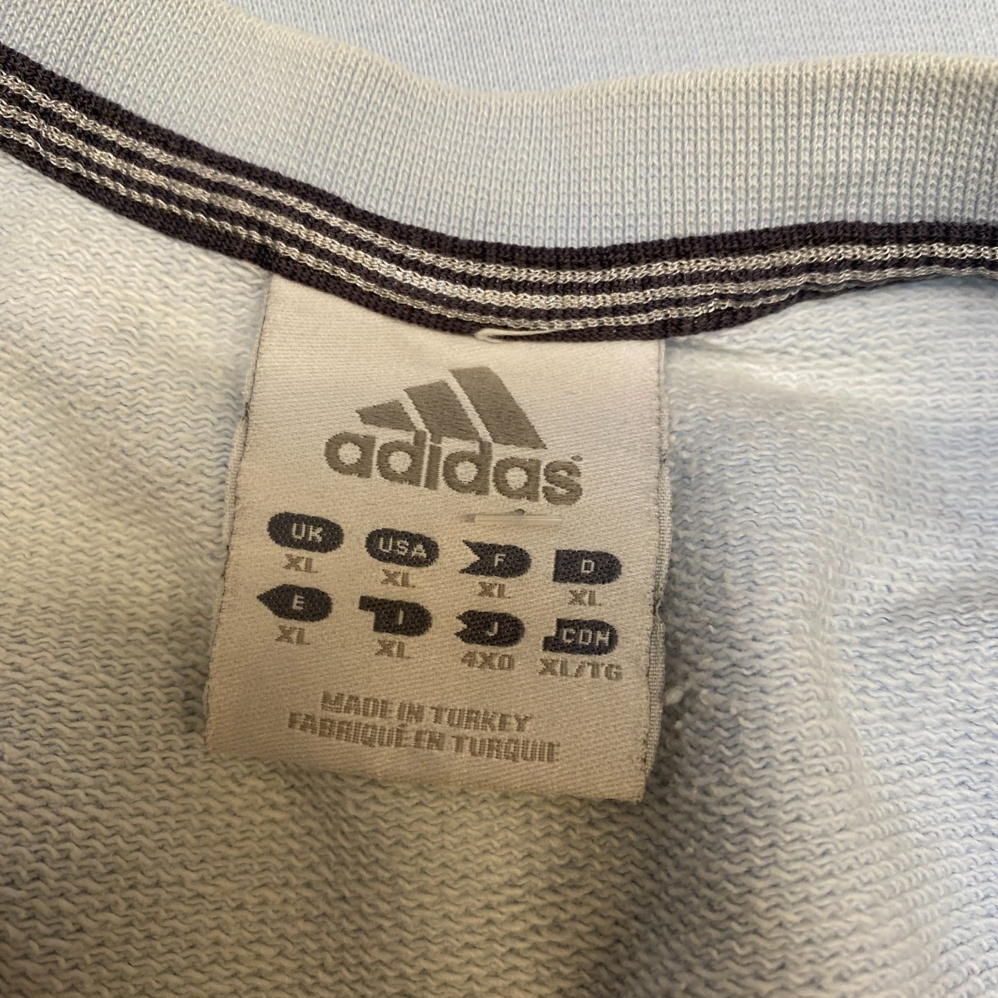 Adidas Sweatshirt Mens XL Light Blue Embroidered Logo Long Sleeve Crew Neck