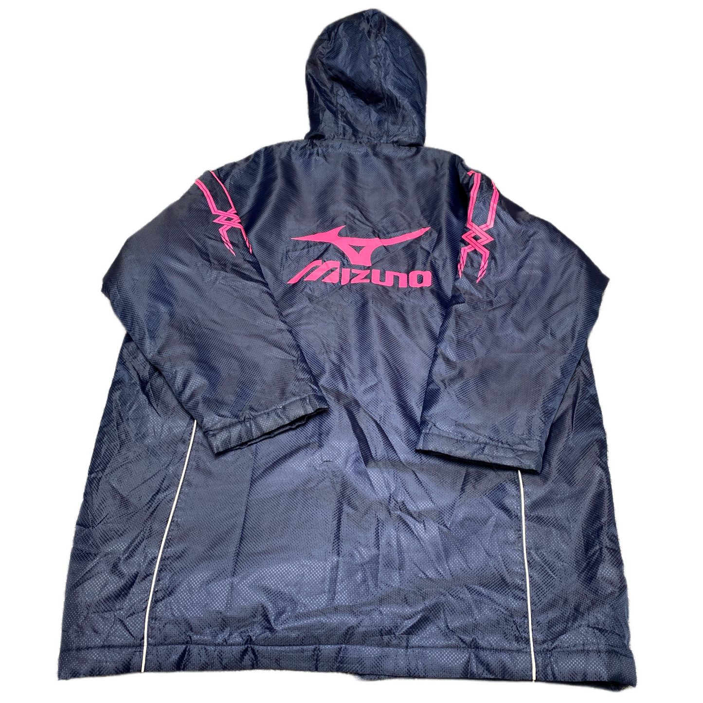 Vintage Mizuno Windbreaker Jacket Womens 2XL Navy Lined Logo Hooded Full Zipper