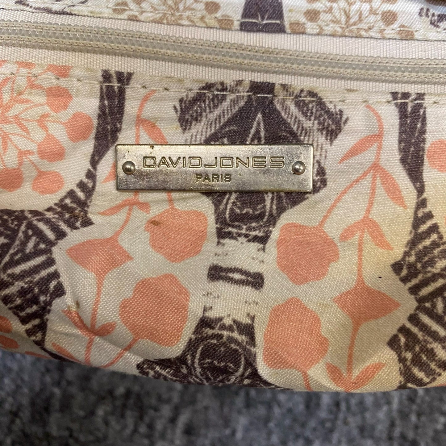 David Jones Backpack Womens Blue Leather Studded Zip Closure Adjustable Strap