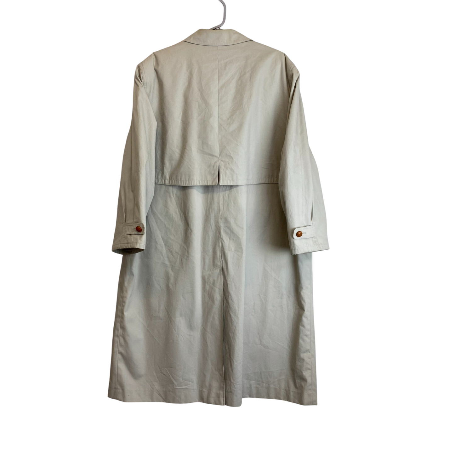 Delmod Trench Coat Womens XL Cream Vented Long Sleeve Collared Button Front