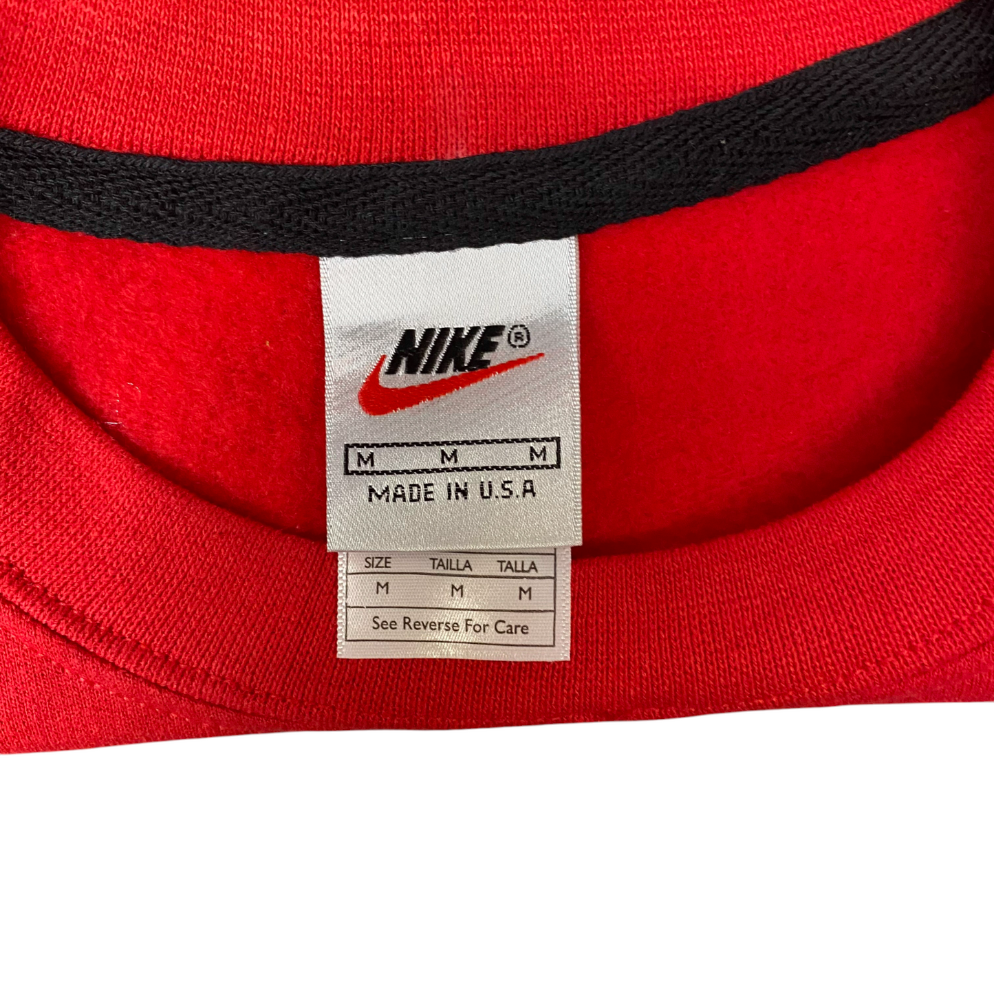 Nike Reworked Sweatshirt Mens M Black Red Embroidered Spellout Logo Vintage Y2K