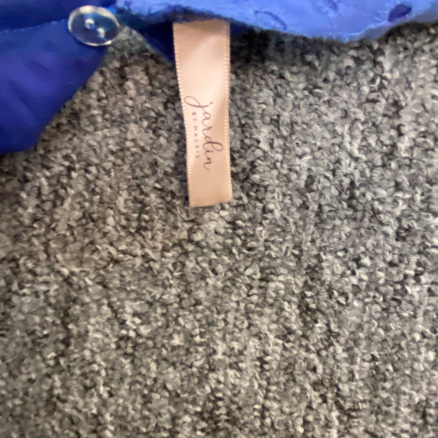 Jarolin A-Line Dress Womens M Blue Embroidered Eyelet Deep V-Neck Scallop Hem