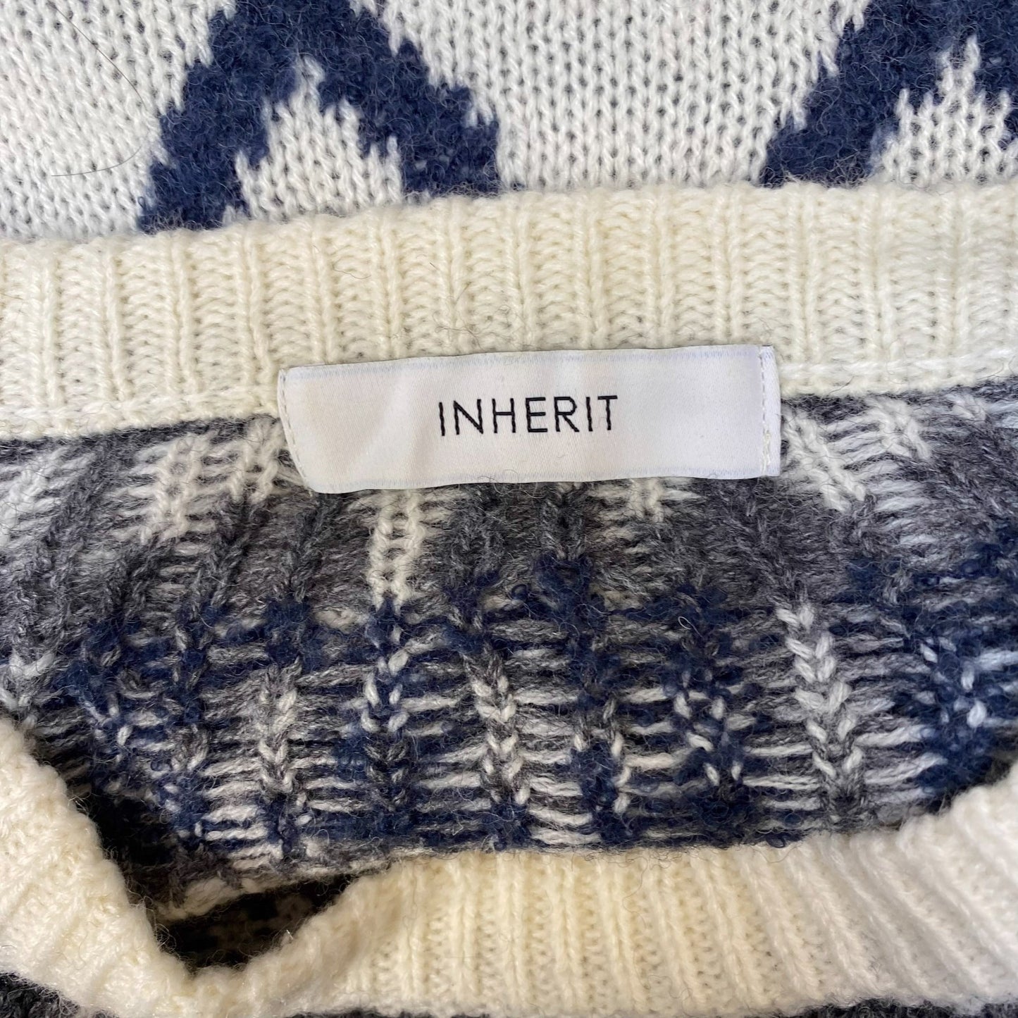 Inherit Jumper Womens Small Cream Grey Fair Isle Nordic Warm Winter Pullover