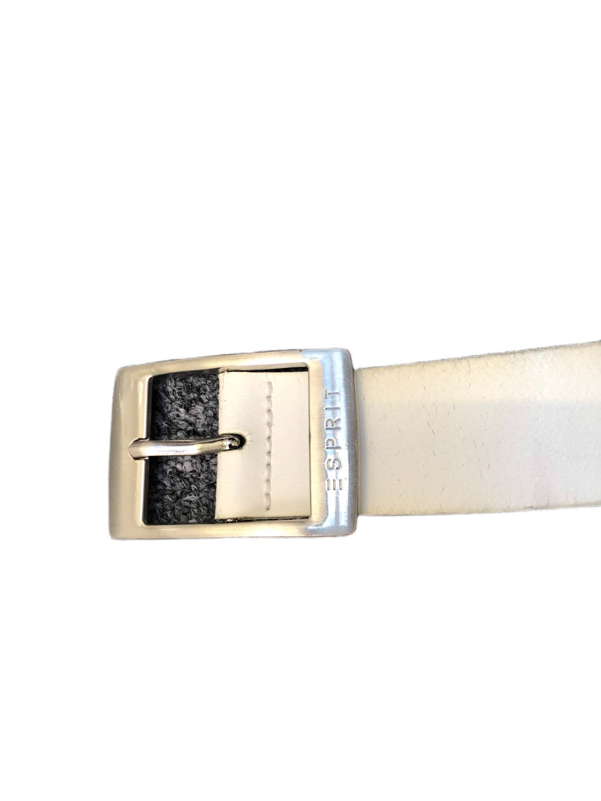 Esprit Waist Belt Womens White Leather Stainless Steel Silver Buckle 43 inches
