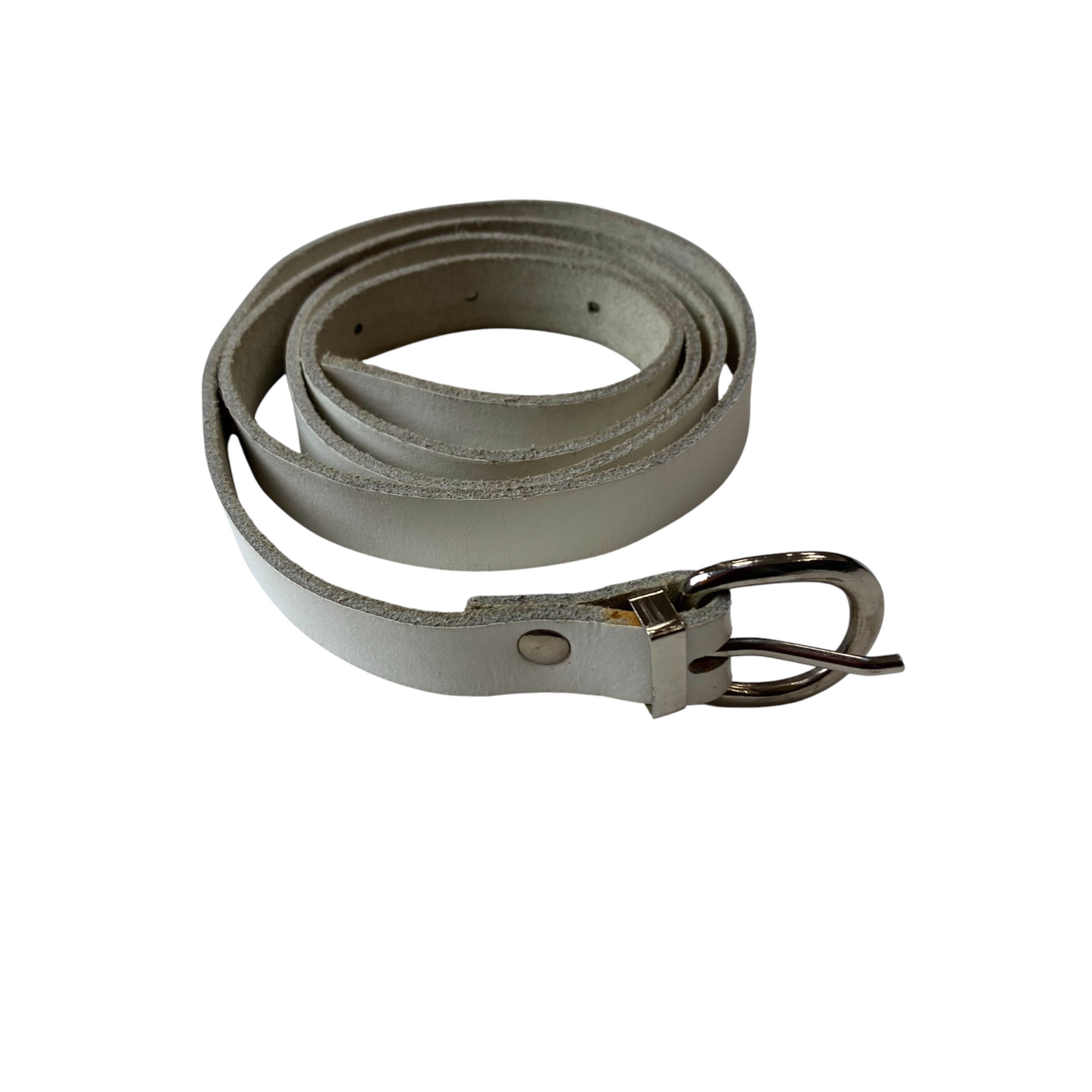 Women's Waist Belt Grey Adjustable D-Shaped Silver Pin Buckle Size 42 in