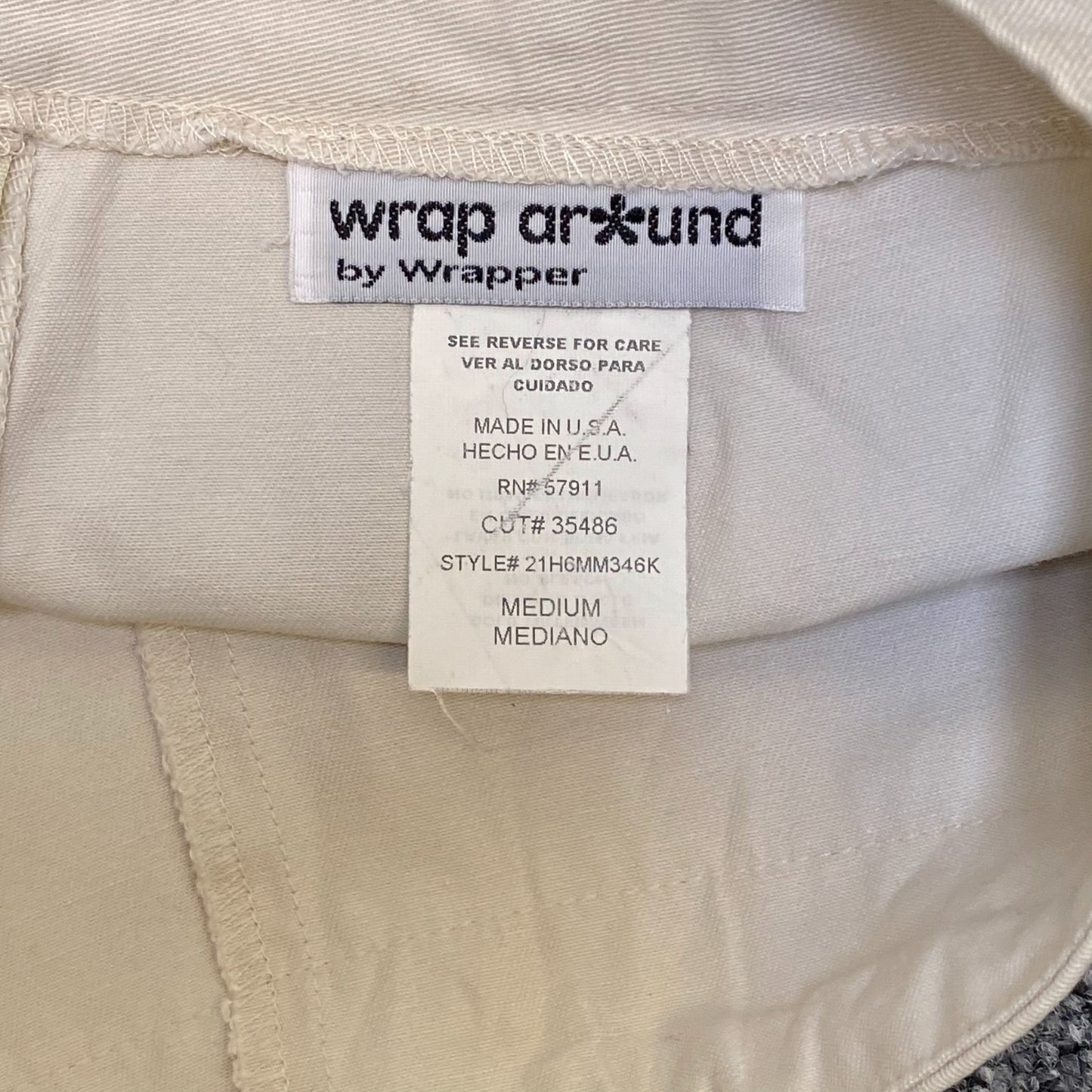 Wrap Around By Wrapper Mini Skirt Womens M Cream Solid Back Zipper Tie Front