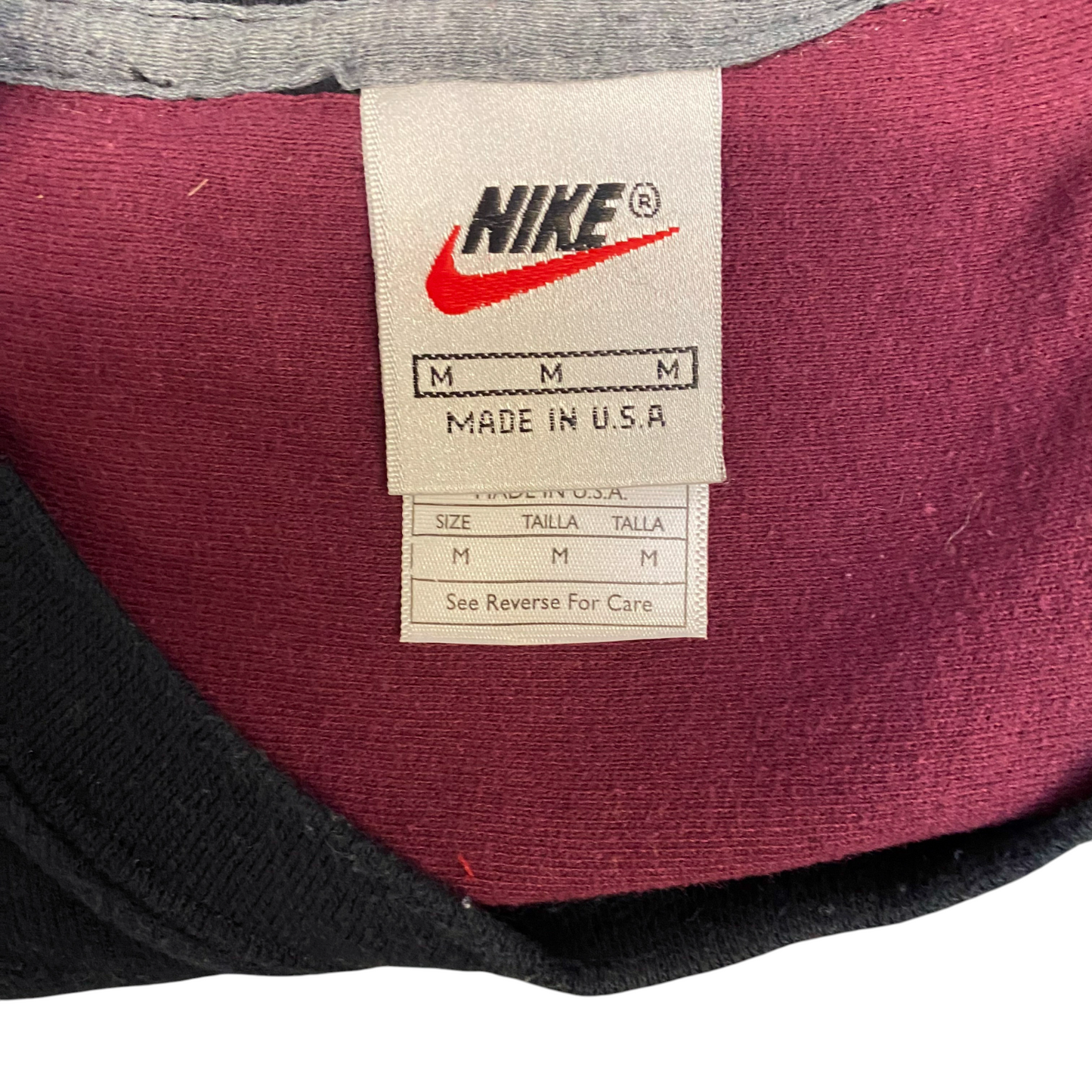 Nike Reworked Sweatshirt Mens M Red Black Embroidered Spellout Logo Vintage Y2K