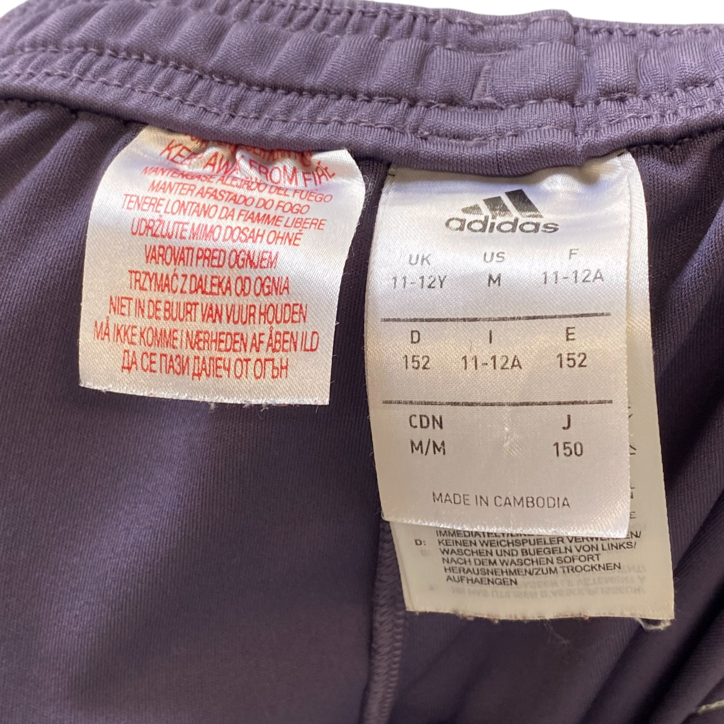 adidas Shorts Boys 24W Purple 3 Stripes Panel FC Bayern Munich Elastic Waist