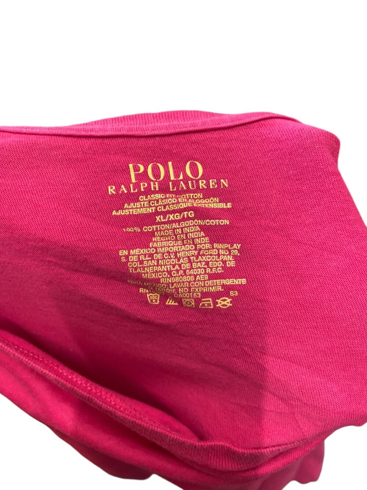 Polo Ralph Lauren Tee Shirt Men's L Pink Cotton Classic Fit Crew Neck Pullover