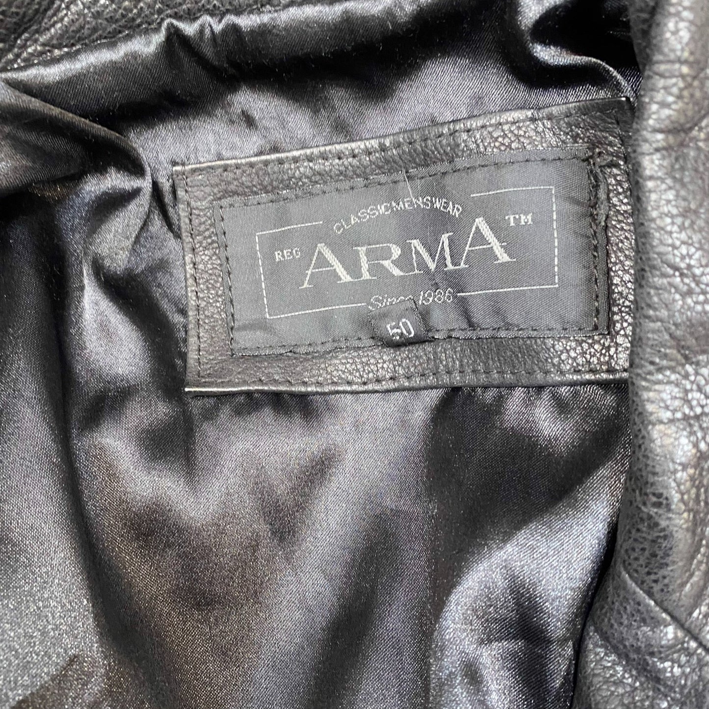 Arma Genuine Leather Jacket Mens M Black Notch Lapel Single Breasted 3 Button