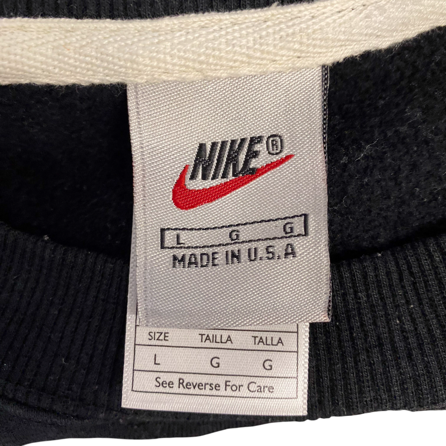 Nike Reworked Sweatshirt Mens L Black Grey Embroidered Spellout Logo Vintage Y2K