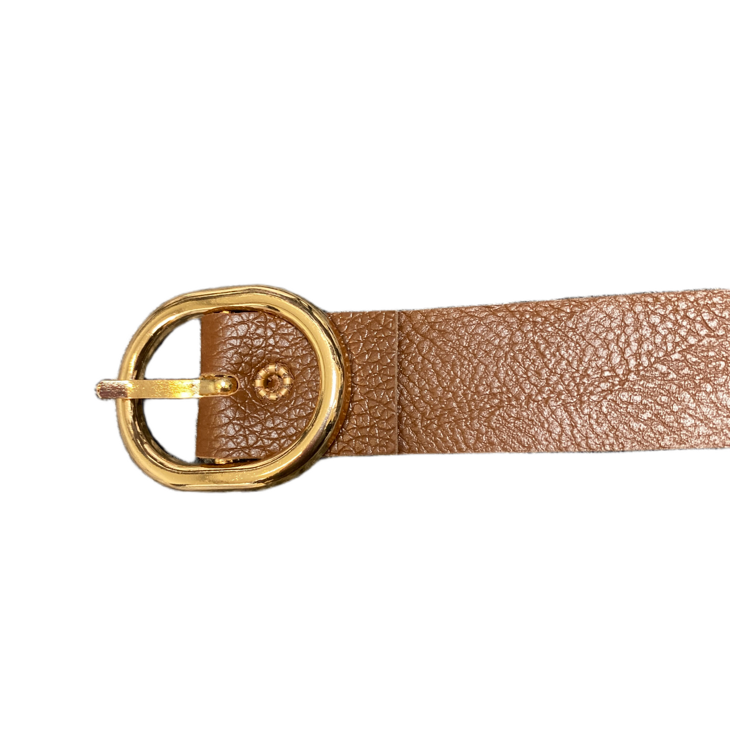 Waist Belt Mens Brown Leather Adjustable Gold Tone Oval Buckle 38.5 inches