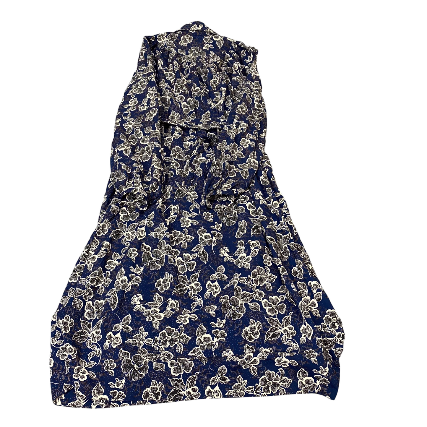 A-Line Long Dress Womens S Multi Floral Belted Balloon Sleeve Button Front