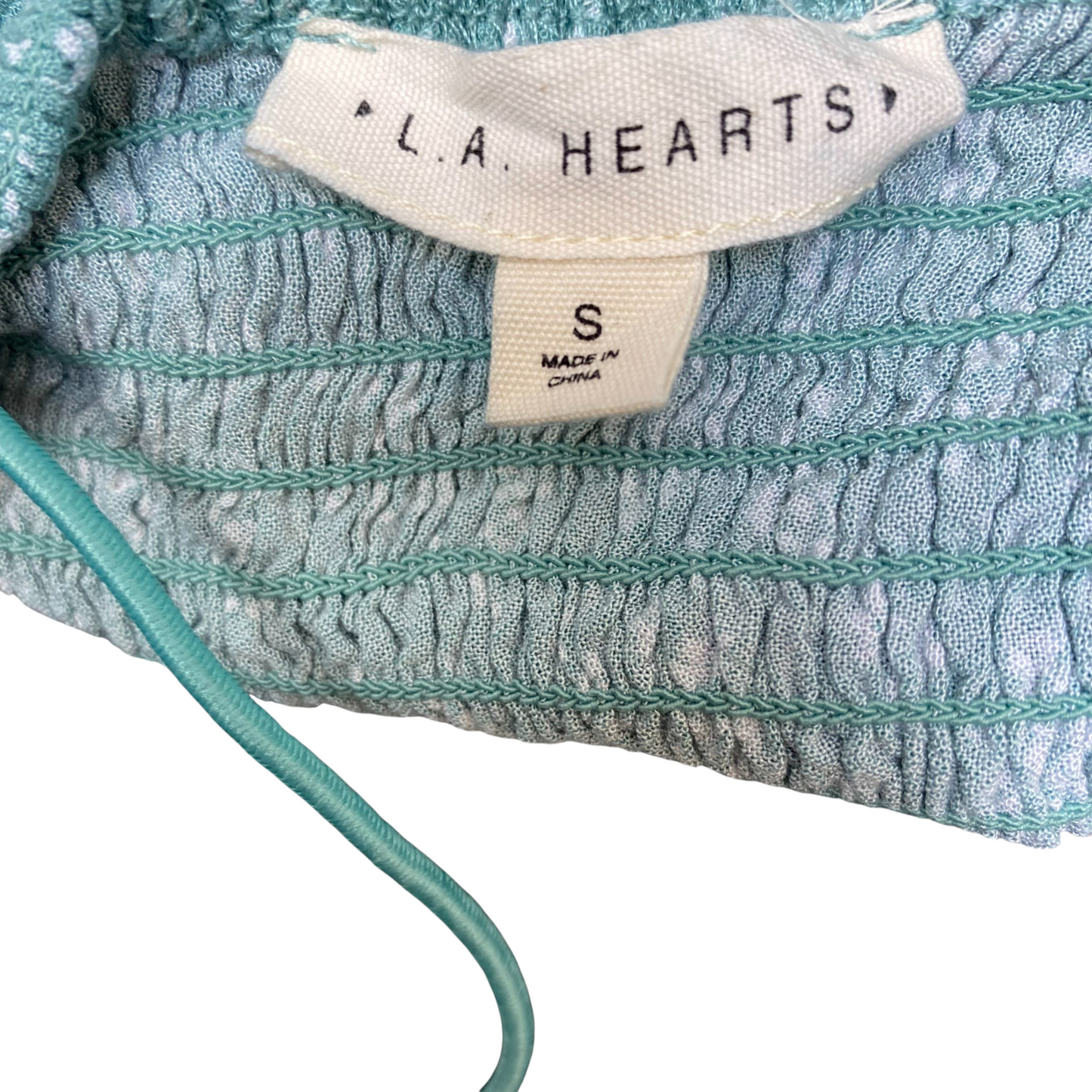 LA Hearts Bodice Cami Top Womens S Green Floral Smocked Hem Sleeveless Cropped
