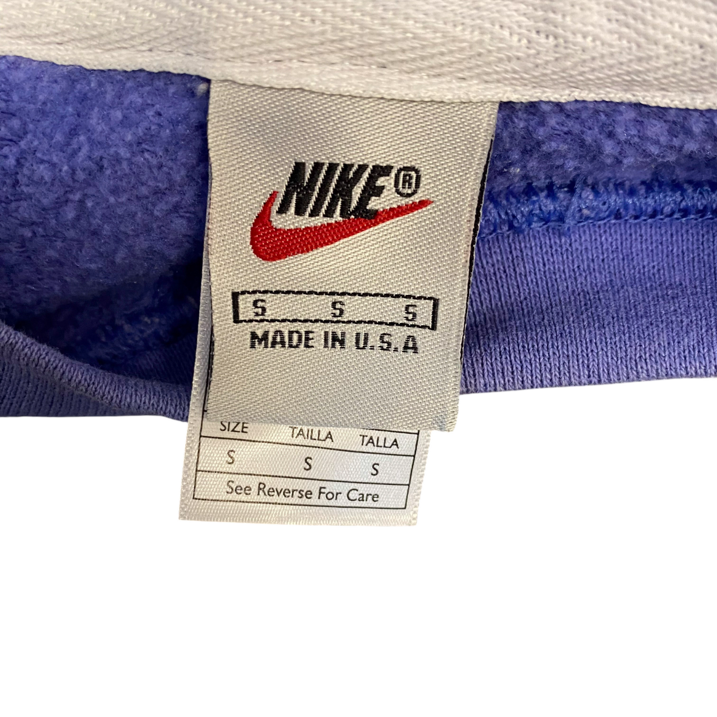 Nike Reworked Sweatshirt Mens S Purple Black Embroidered Spellout Logo Vtg Y2K