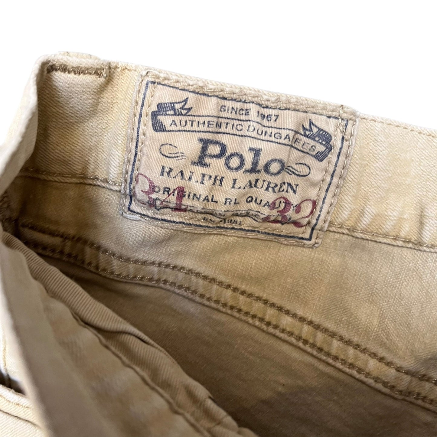 Polo Ralph Lauren Jean Shorts Fits as Men L 33" Waist Tan Denim Classic 5-Pocket