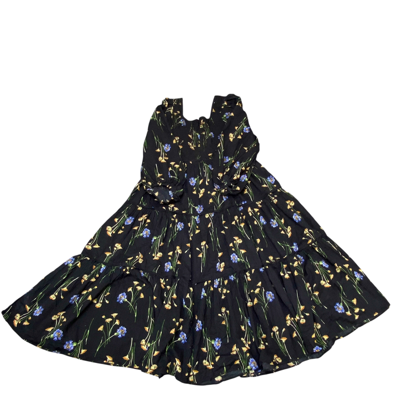 Madewel Maxi Dress Womens M Black Floral Long Sleeve Square Neck Button Front