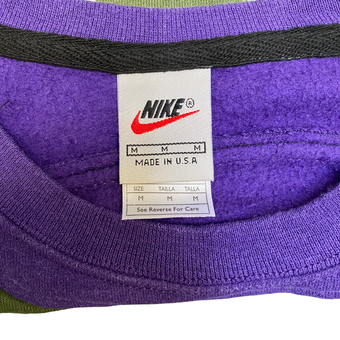 Nike Reworked Sweatshirt Mens M Purple Green Embroidered Spellout Logo Vtg Y2K