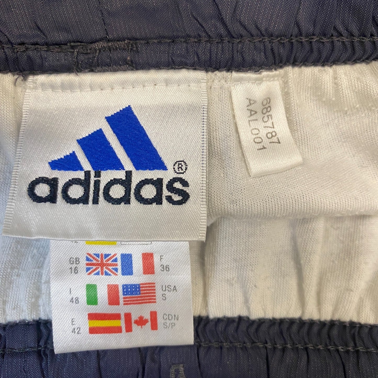Adidas Joggers Fits as Women 27" Waist Navy Lined Windbreaker Ankle Zip Trousers