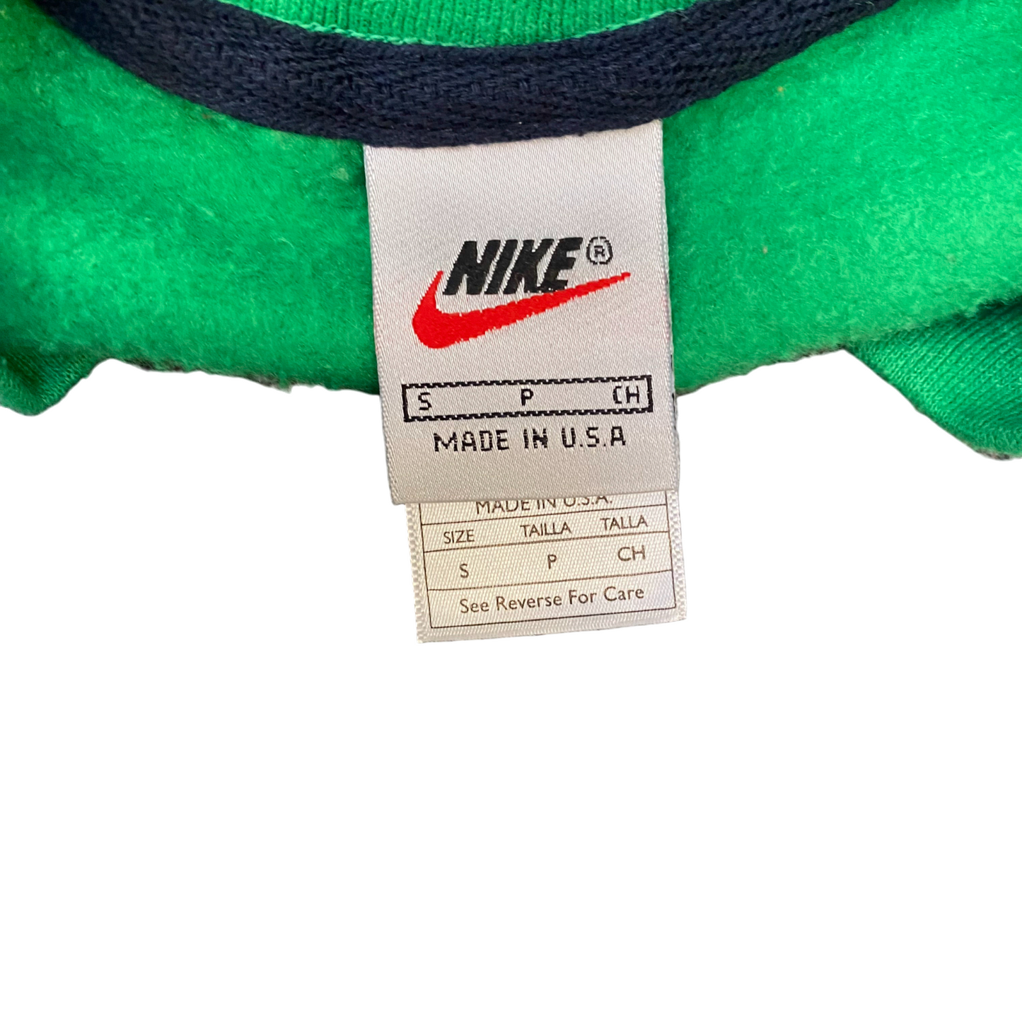 Nike Reworked Sweatshirt Mens Small Green Blue Embroidered Spell Out Logo Y2K