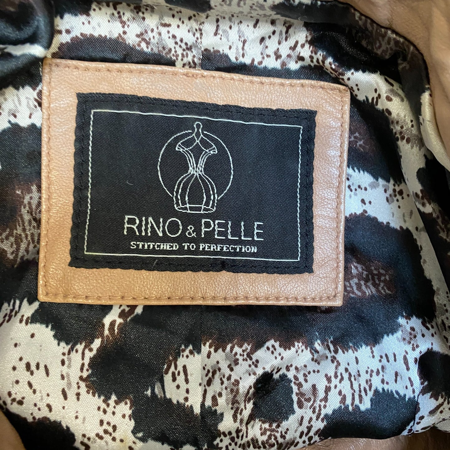 Rino & Pelle Genuine Leather Biker Jacket Womens S Tan Lined Long Sleeve Zip Up