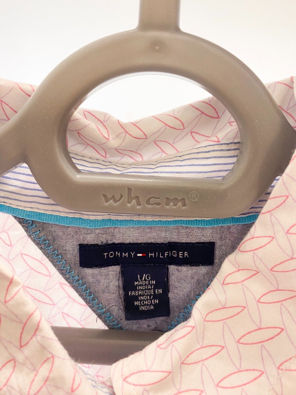 Tommy Hilfiger Shirt Womens Large Pink Textured Flap Pockets Casual Button Down