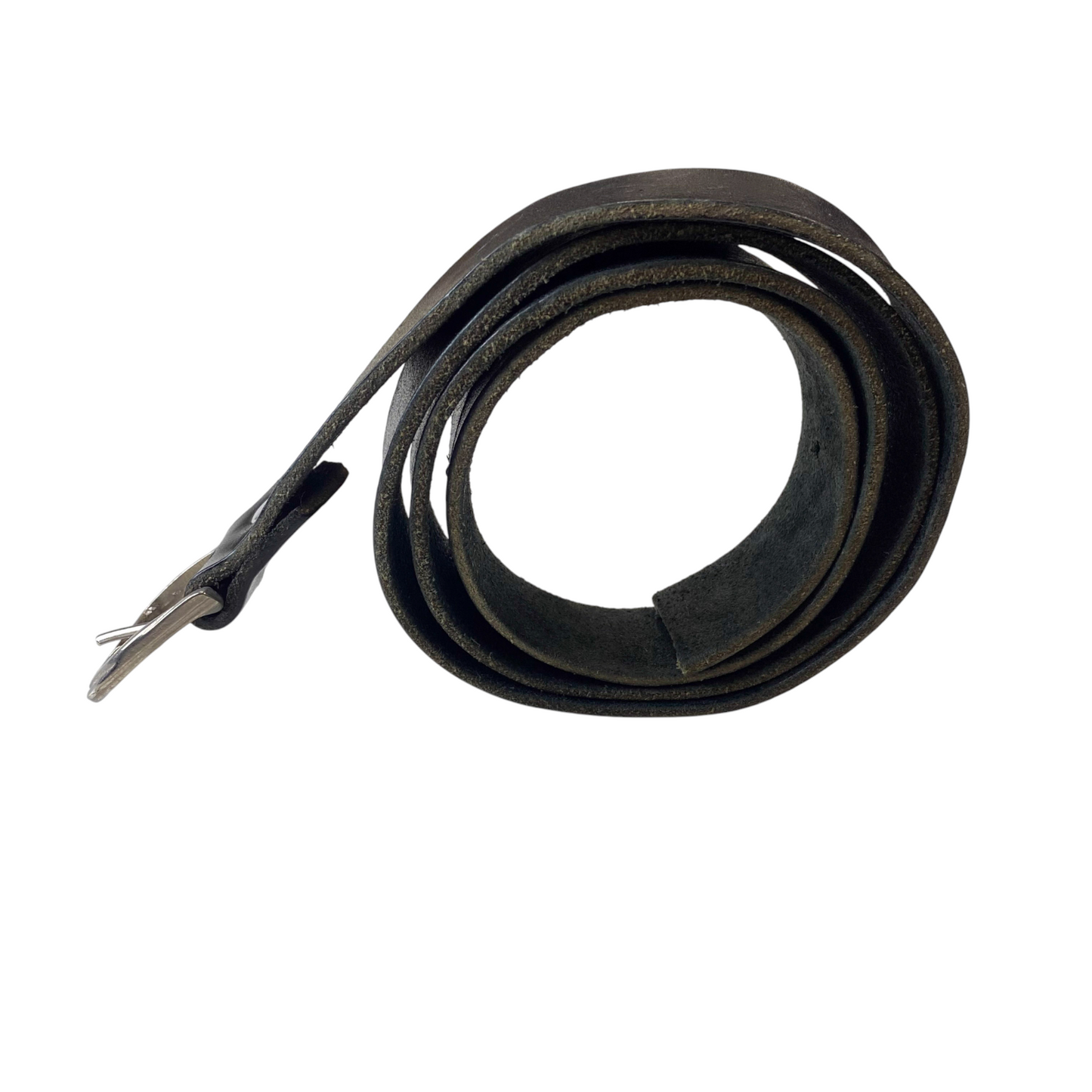 Mens Casual Waist Belt Black Leather Heavy Duty Adjustable Pin Buckle Size 44 in