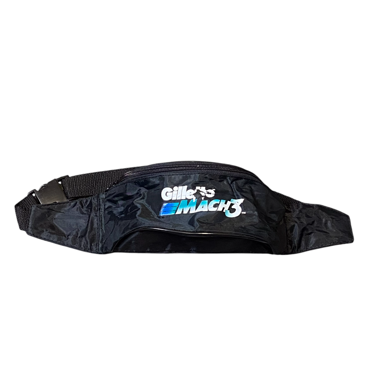 Gillette Mach 3 Unisex Waist Fanny Pack Bum Bag Black Adjustable Strap Zipper