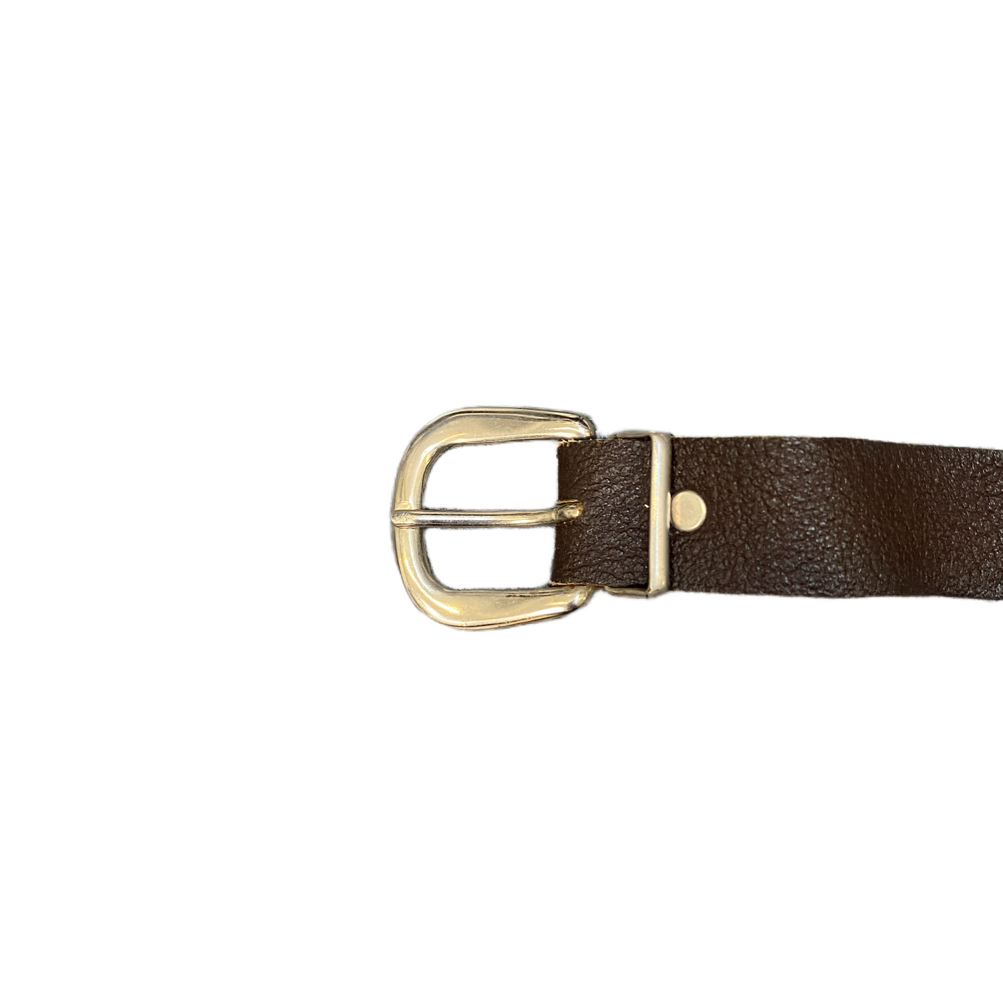 Waist Belt Men Brown Leather Adjustable Silver D-Shape Pin Buckle 33.5 inches
