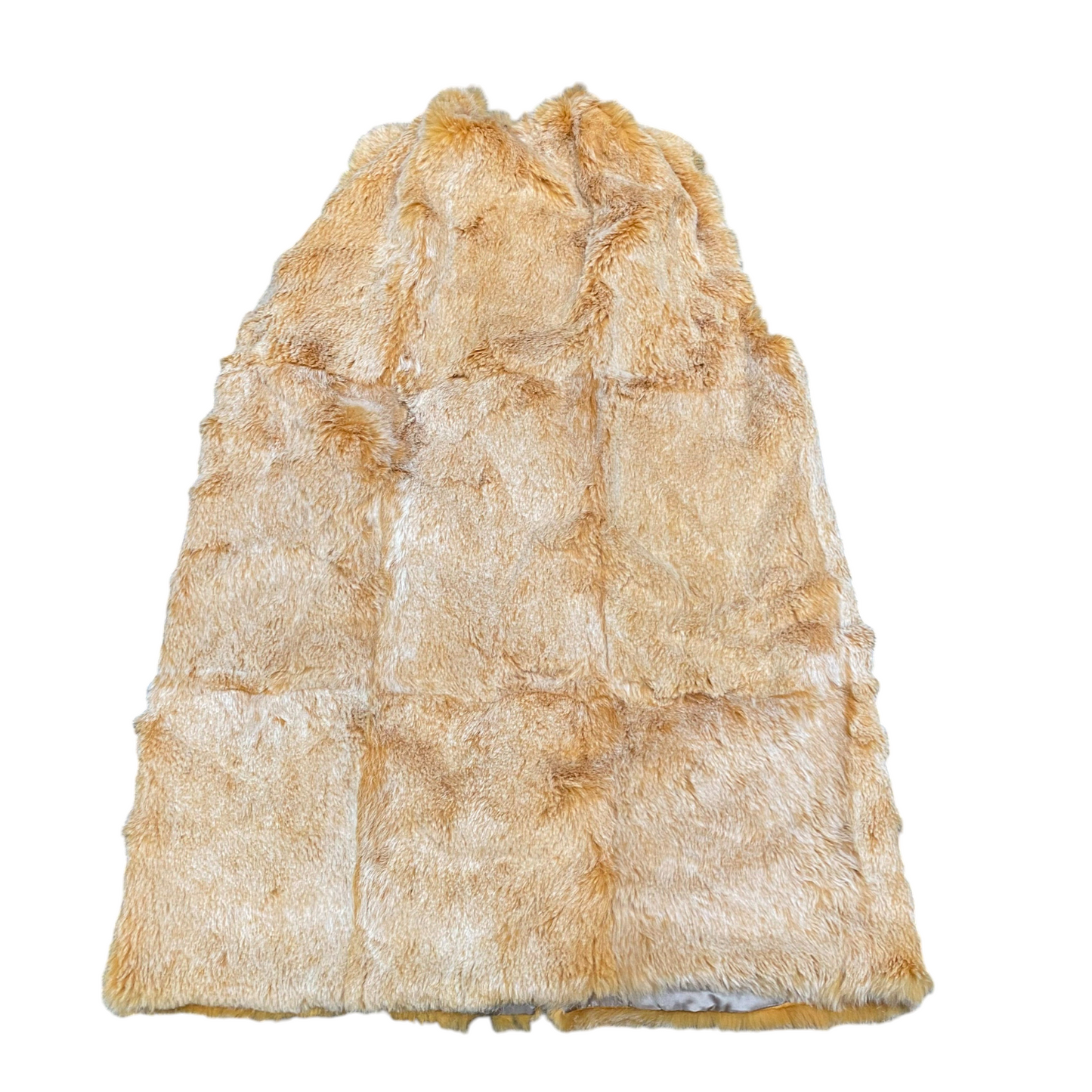 Womens Faux Fur Vest Large Brown Lined Champagne Shimmer Lightweight Sleeveless