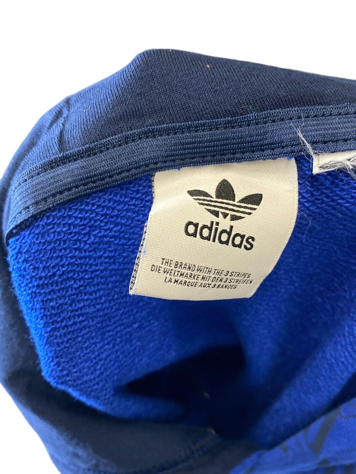 Adidas Originals Hoodie Women's Small Blue All Over Logo Long Sleeve Pullover
