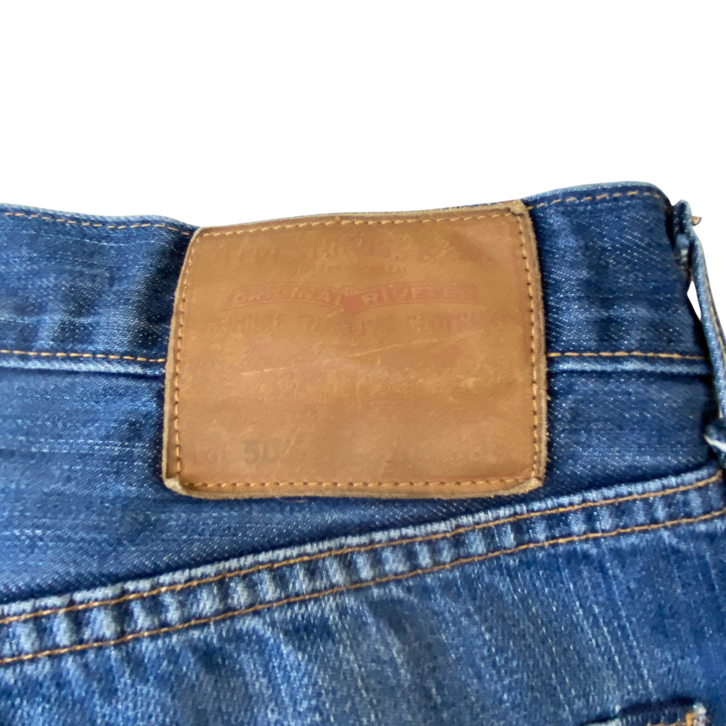 Levi's Jeans Mens 33W 30L Blue Denim Premium 501 Faded Distressed Straight Leg