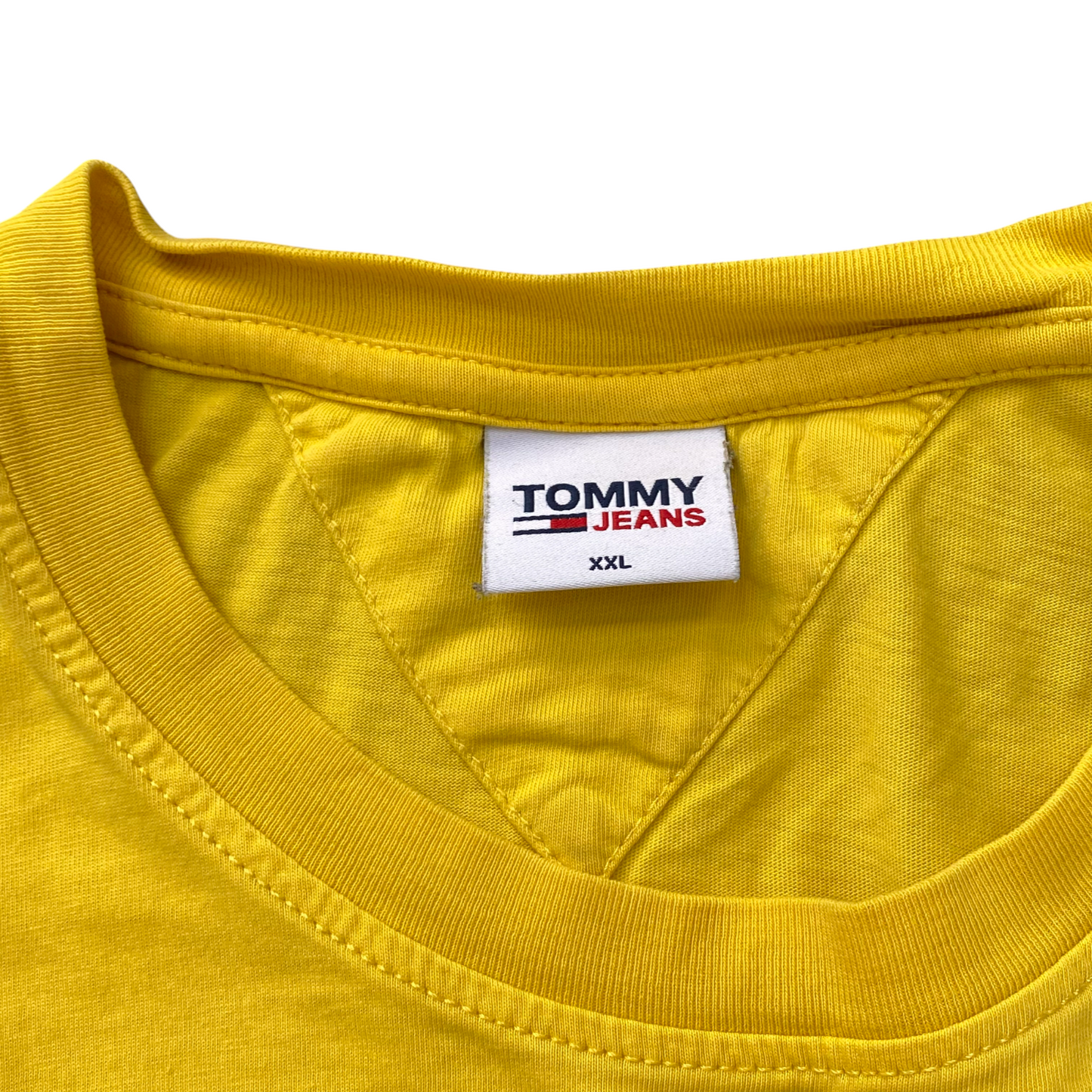 Tommy Jeans T Shirt Womens XXL Yellow Spellout Logo Short Sleeve Crew Neck Tee