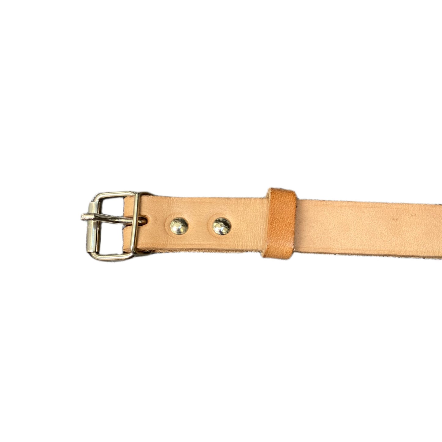 Waist Belt Mens Tan Leather Silver Stainless Steel Roller Pin Buckle 62.5 Inches