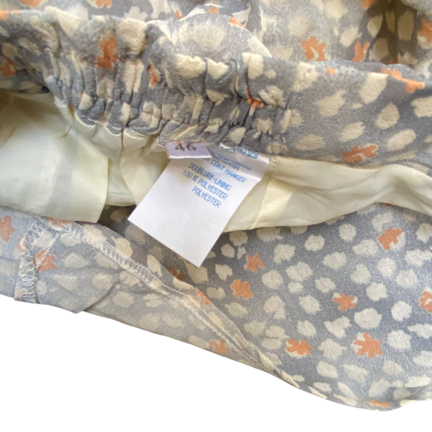 Womens Maxi A Line Skirt L Blue White Floral Print Lined Elastic Waist Pull On