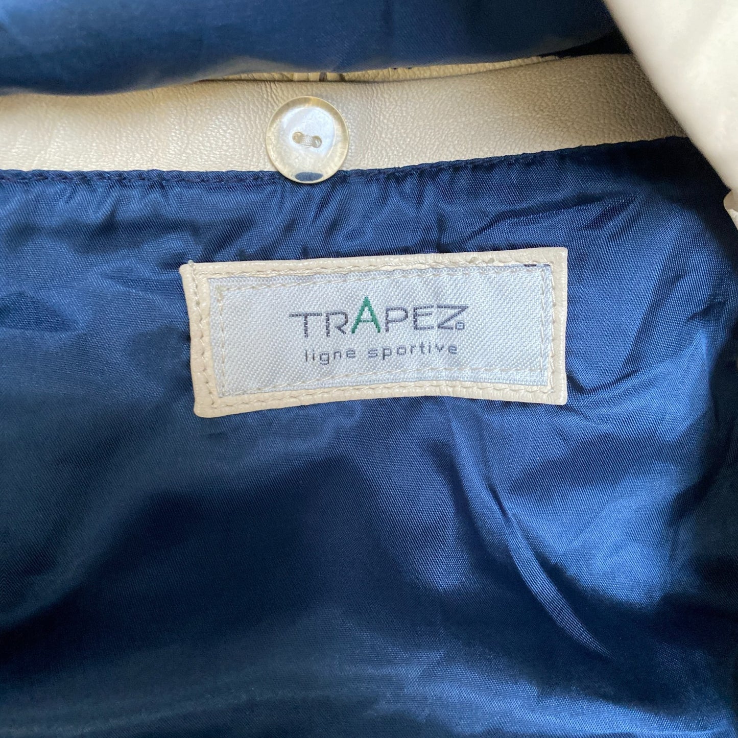 Trapez Ligne Sportive Leather Biker Jacket Men Medium White Long Sleeve Full Zip