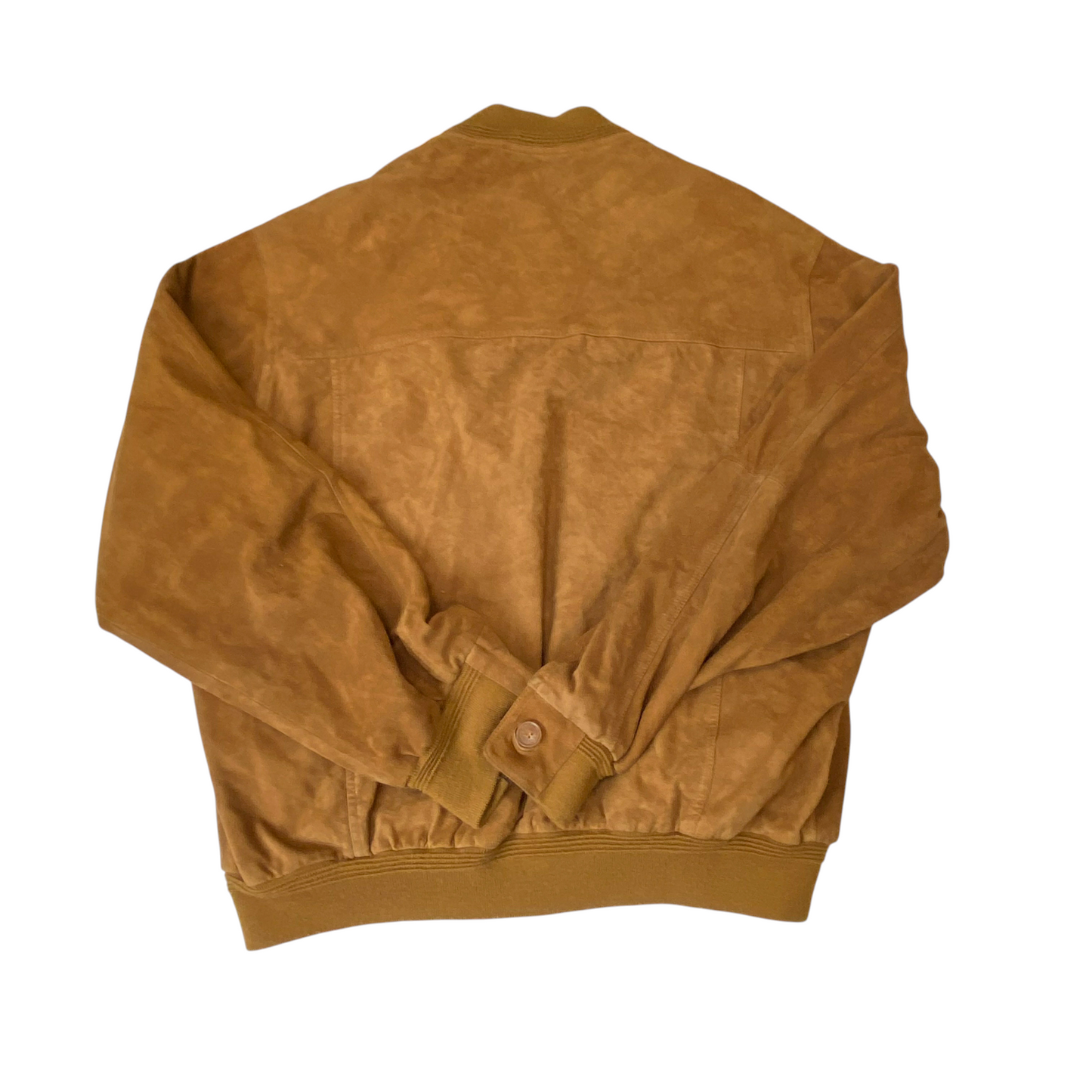 Trapper Bomber Jacket Mens Large Brown Suede Leather Flap Pockets Button Front