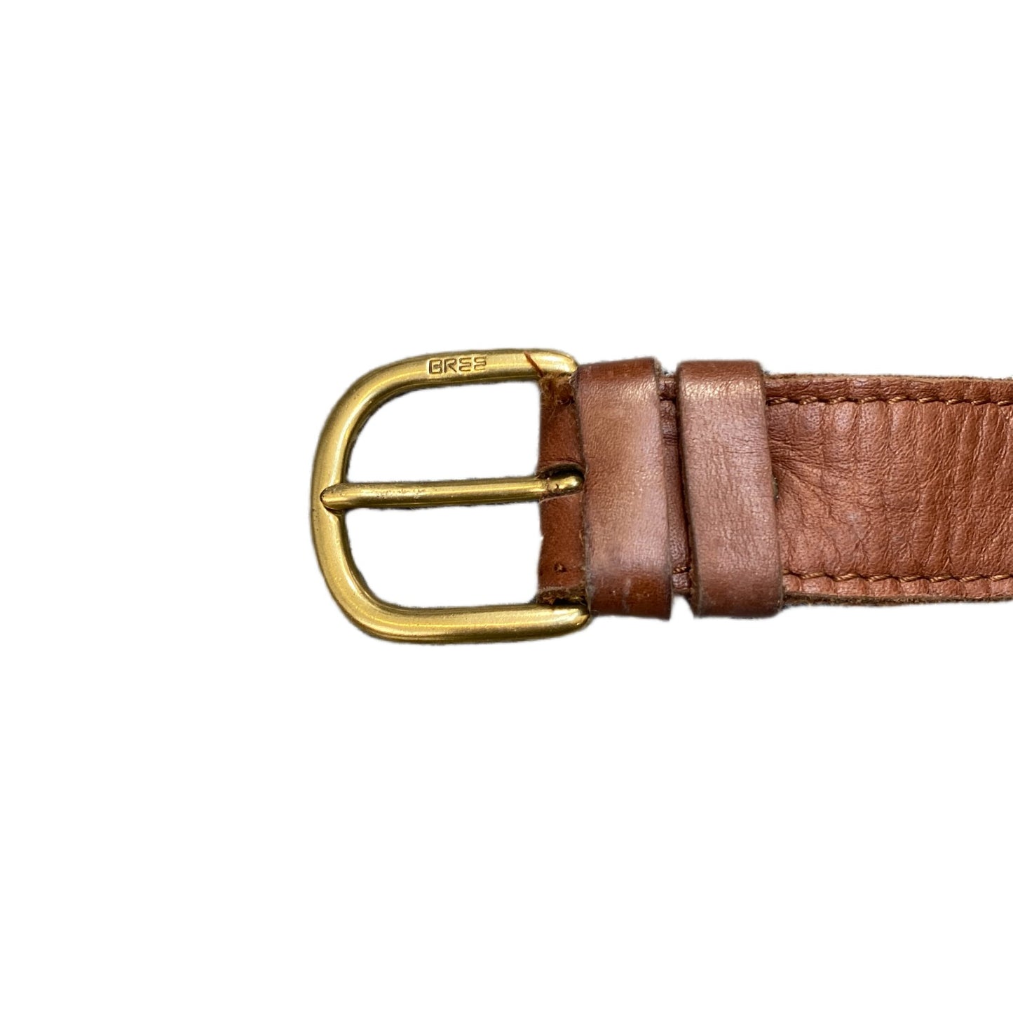 BREE Waist Belt Men Brown Leather Adjustable Brass Pin Buckle 33 Inches