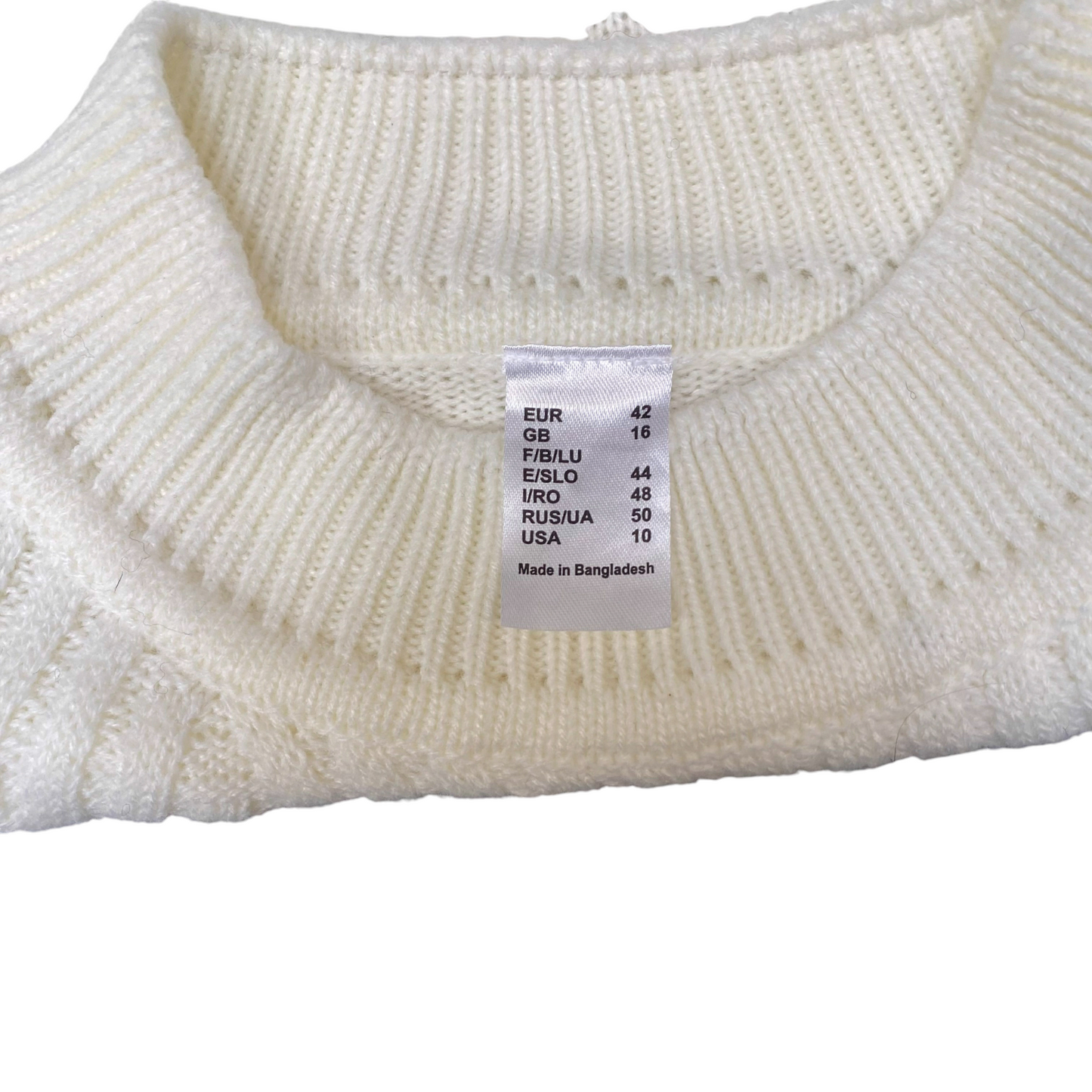 Jumper Womens Large Cream Knitted Long Sleeve Mock Neck Warm Winter Pullover