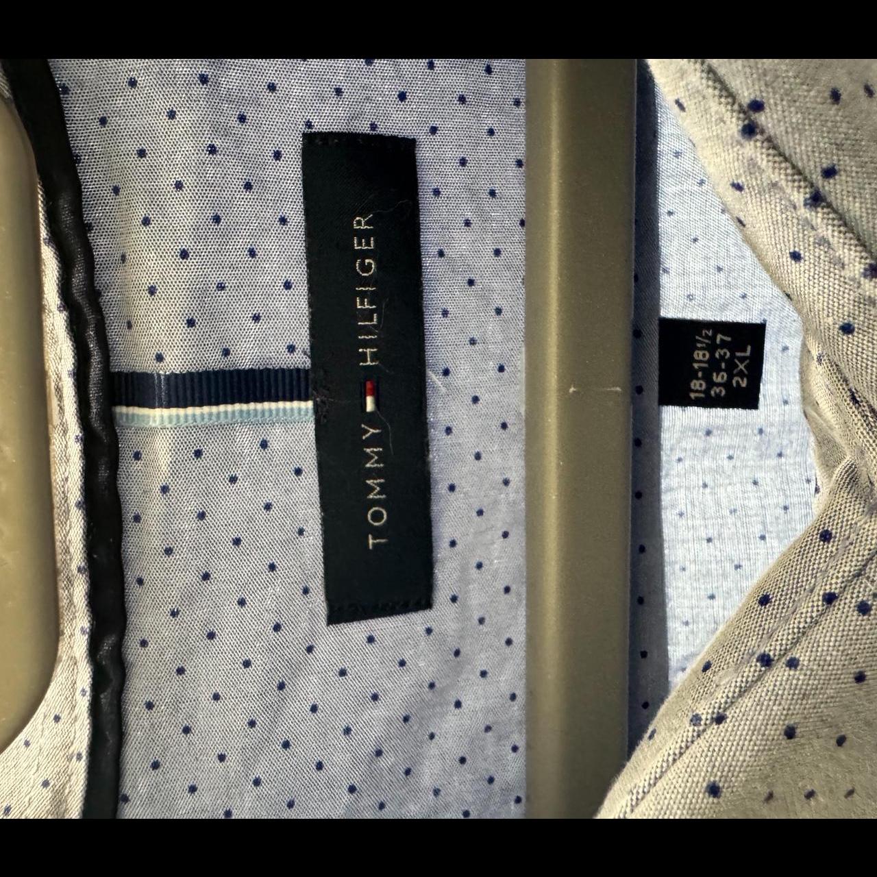 Tommy Hilfiger Shirt Mens XL Blue Polka Dot Collared Button Down