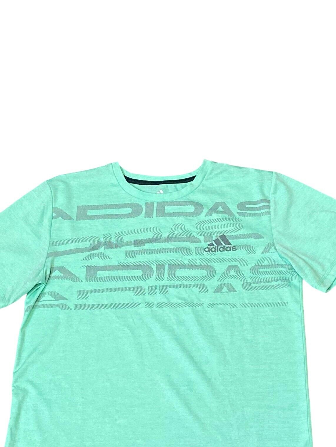 Adidas T-Shirt Top Women's Medium Green Short Sleeve Big Logo Crew Neck Pullover