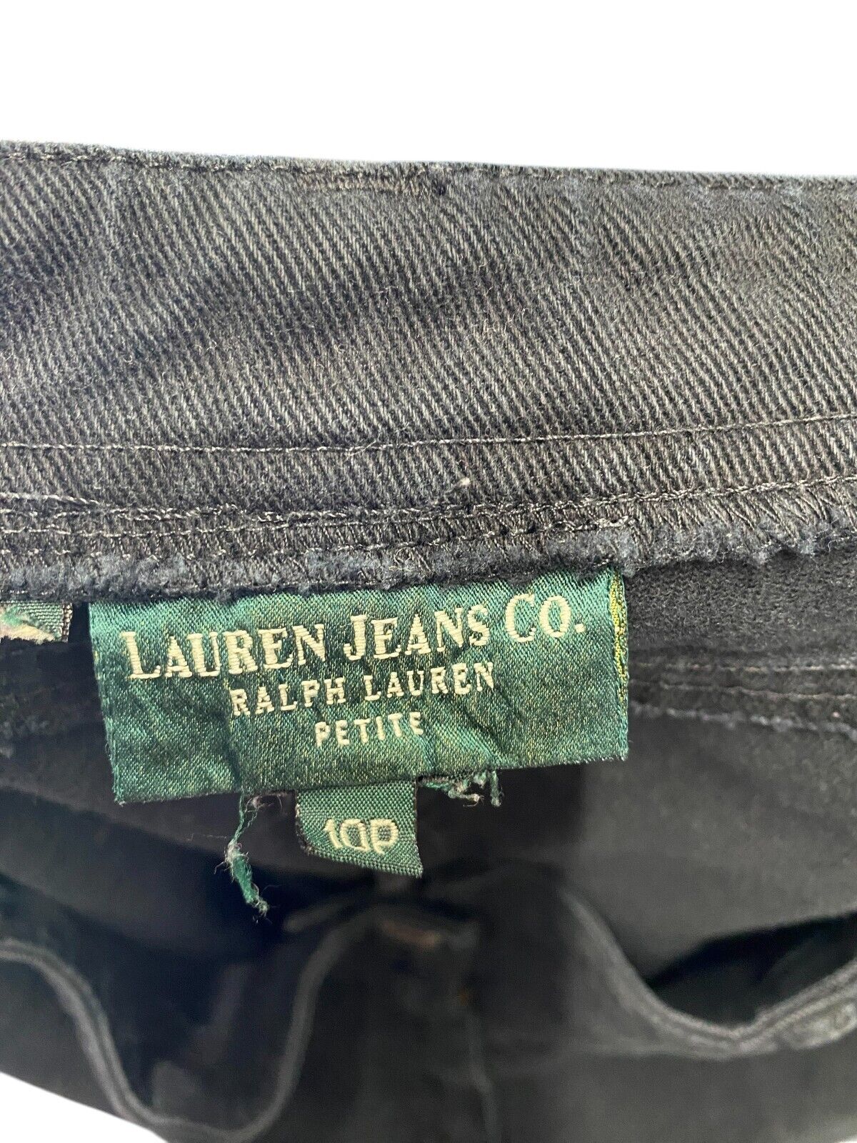Ralph Lauren Jeans Womens 10P Black Denim Relaxed Fit Cropped Flat Front Preppy