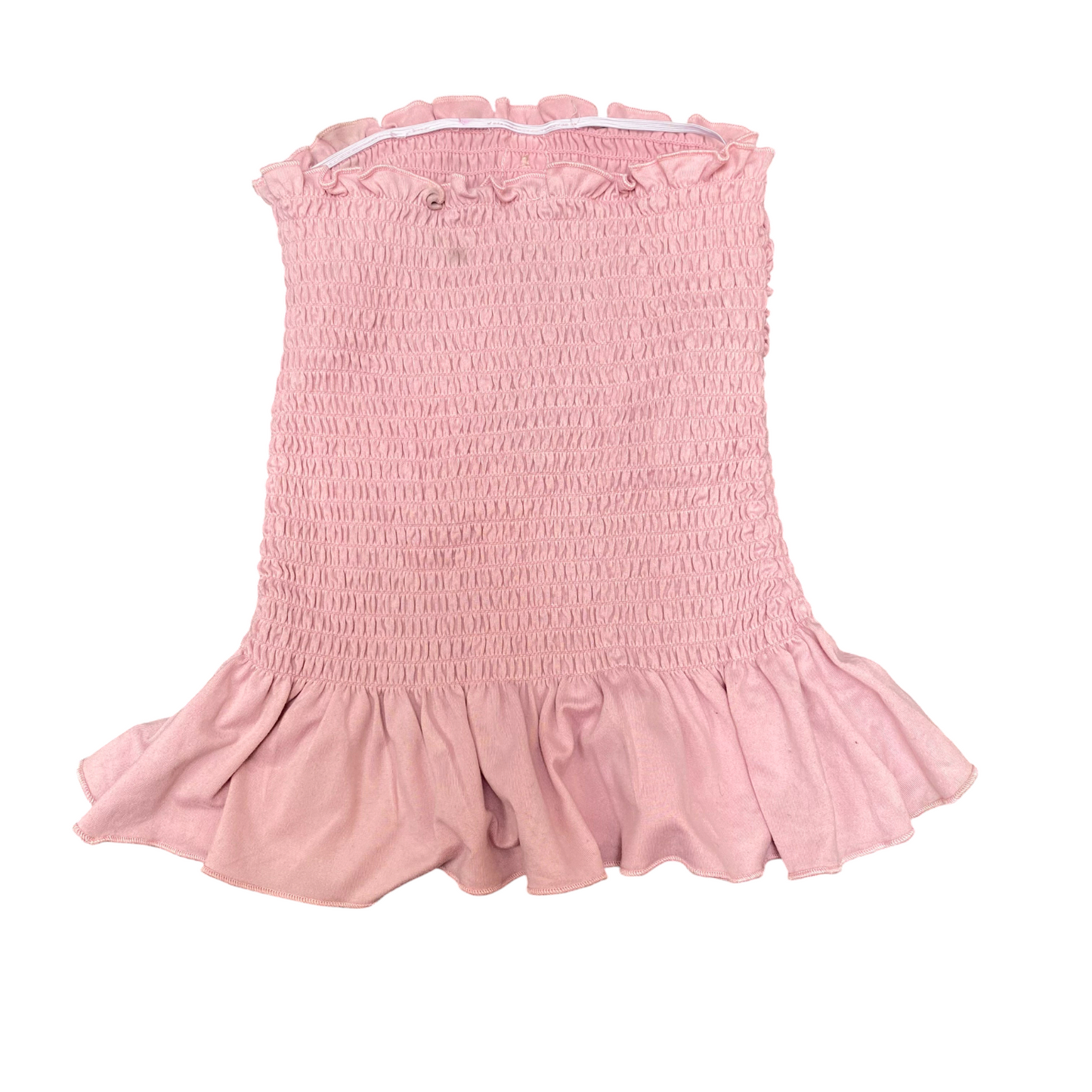 Blouse Top Womens S Pink Smocked Off Shoulder Peplum Hem Button Front Outdoor