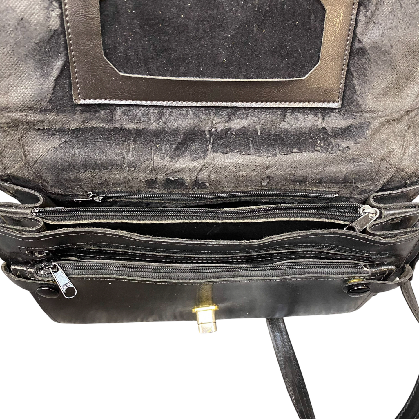 Womens Crossbody Bag Black Leather Adjustable Buckle Strap Turn-Lock Closure