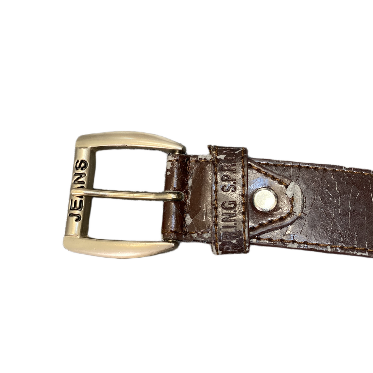 Jeans Waist Belt Mens Brown Leather Adjustable Silver Pin Buckle 41 inches